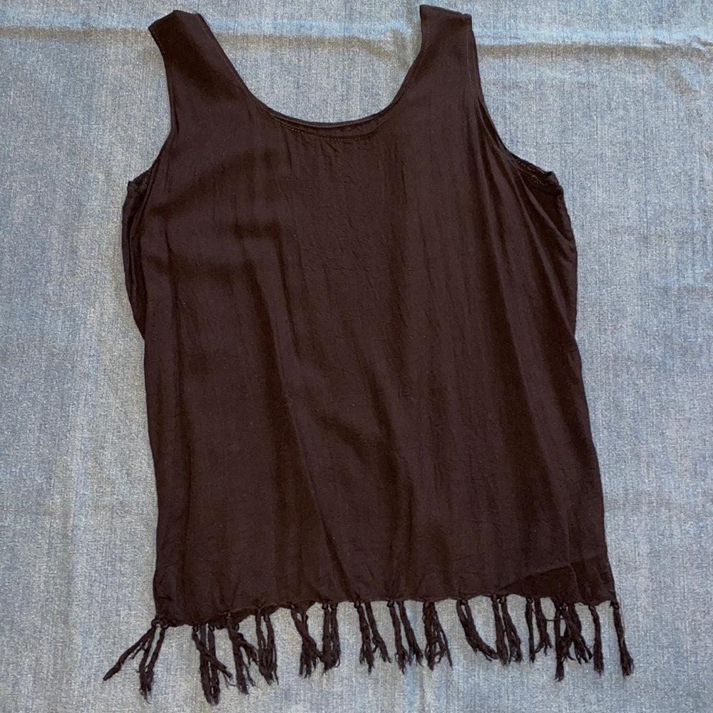 Black tassel tank L